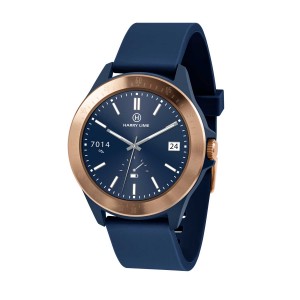 Harry Lime Rose Gold bezel Step tracker Watch with Navy Silicone strap HA07-2012